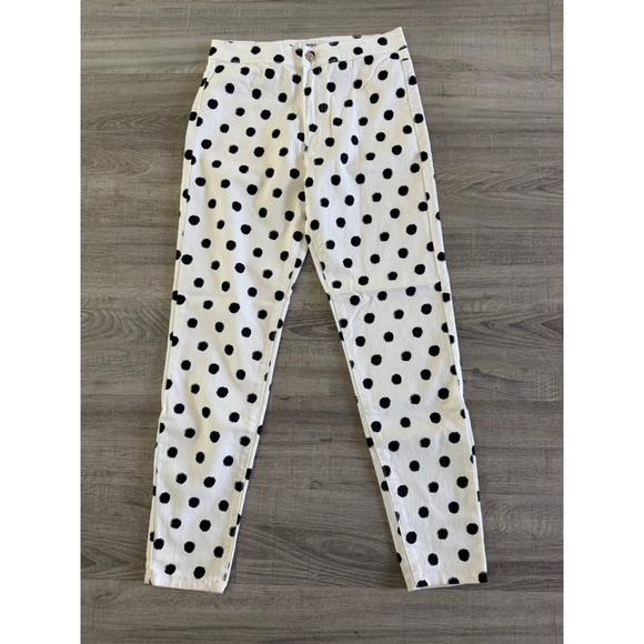 Forever 21 Polka Dot Jeans High Rise Skinny Size 26 Black White Stretch Y2K NWT - Picture 3 of 7